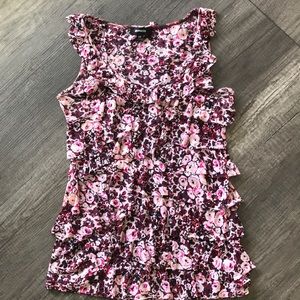 Express semi sheer floral ruffled top